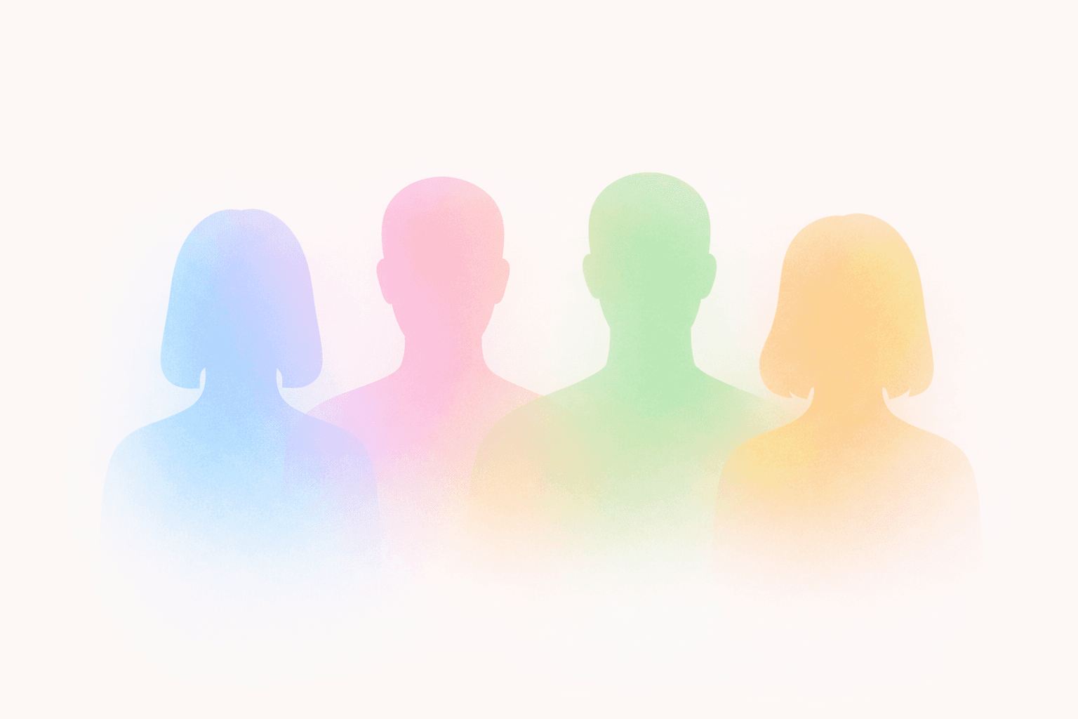Soft colorful silhouettes representing different kinds of people considering relocation
